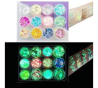 Alelyer Brillos Corporales Luminosos,Gel De Purpurina Luminoso,Brillo Cara Fluorescente,12 Colores Cosméticos Iridiscente Glitter,Gel Corporal con Purpurina Para Uñas, Festival Purpurina,Pelo