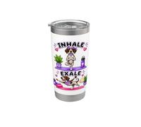 Alemán Braco de pelo corto haciendo yoga inhalar - exale DIGOR Vaso térmico de acero inoxidable de doble pared