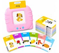 Alemán estándar, Tarjetas educativas parlantes para niños pequeños de 1 a 6 años, 112 Hojas con 224 Palabras, Juguetes educativos audibles, Juguetes interactivos para niños y niñas Rosa