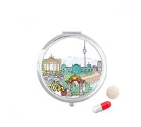 Alemania Berlin arquitectura histórica Travel bolsillo píldora caso medicina dispensador espejo regalo caja de almacenamiento