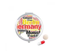 Alemania Ciudad nombre ilustración de estilo de mapa Travel bolsillo píldora caso medicina dispensador espejo regalo caja de almacenamiento