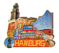 Alemania Hamburgo Imán de madera 3D Imanes de nevera Viaje Coleccionables Souvenirs Decoraciones Hecho a Mano Artesanía-2