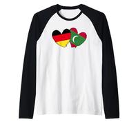 Alemania Maldivas Corazón Banderas Alemán Maldivas Doble Bandera Camiseta Manga Raglan