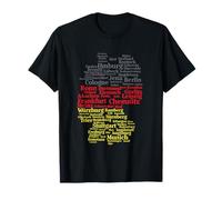 Alemania Mapa Silueta Bandera Ciudades Ciudades Berlín Viajes Europa Camiseta