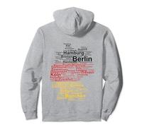 Alemania Mapa Silueta Ciudades Ciudades Bandera Berlín Viajes Sudadera con Capucha