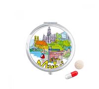 Alemania Munchen hito arquitectura Travel bolsillo píldora caso medicina dispensador espejo regalo caja de almacenamiento