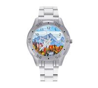 Alemania Neuschwanstein Castle - Reloj de pulsera analógico de cuarzo para hombre, correa de acero inoxidable, reloj de pulsera de negocios