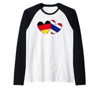 Alemania Tailandia Corazón Banderas Alemán Tailandés Love Pride Camiseta Manga Raglan