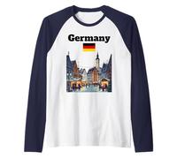 Alemania Viaje Souvenir Navidad Mercado Amante Bandera Alemana Camiseta Manga Raglan