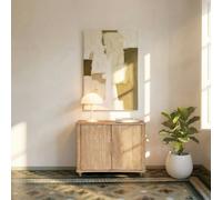 Alen mueble recibidor con almacenaje de madera maciza de mango