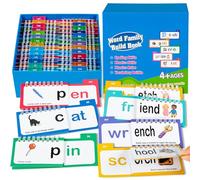 Alened Tarjetas didácticas de fonética, aprende a leer con 30 libros de lectura y rima y libro familiar de palabras para construir palabras, oraciones completas CVC, juegos de palabras de vista para K