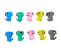 Alenybeby 15 cuentas de silicona de dinosaurio, cuentas de silicona coloridas espaciadoras a granel para manualidades, guirnalda, llavero, cordón, accesorios de fabricación de joyas, manualidades