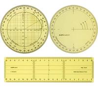 Aleph - Pack de Regla de escuadra Grande Modelo + transportador trigonometría + transportador Circular 360°