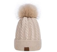Alepo Gorro de invierno para mujer, cálido, gorro de invierno con pompón, gorro para mujer con forro polar, suave gorro de esquí, Copos de avena., Talla única