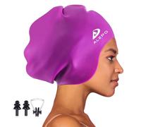 Alepo Gorro de natación Extra Grande para Mujeres y Hombres, Gorro de natación de Silicona Duradero con protección para los oídos, Unisex, para Adultos, para Cabello Largo y Grueso y Rizado y rastas,