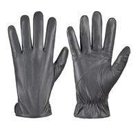 Alepo Guantes de invierno para hombres, guantes de piel de oveja genuina para hombre, mensajes de texto con pantalla táctil, forro de cachemira, conducción y ciclismo al aire libre (gris-M)