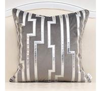 Alerfa Funda de cojín de Cuero Dorado a Rayas Grises de 45 x 45 cm, Funda de cojín de Terciopelo Bordada geométrica de Lujo para sofá, Sala de Estar y Dormitorio