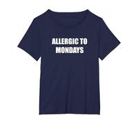 Alérgico A Los Lunes Camiseta, Mujer Tallas Grandes, Azul Marino, 4XL Grande