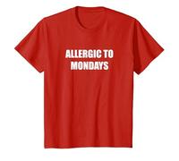Alérgico A Los Lunes Camiseta, Niños, Rojo, 4 años