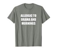 Alérgico al Drama y la mañana Camiseta, Hombre, Verde Militar Jaspeado, S