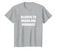Alérgico al Drama y la mañana Camiseta, Niños, Gris Jaspeado, 6 años