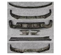 Alerón Delantero para Coche Parachoques Delantero De Fibra De Carbono Forjado Difusor De Maletero Alerón Faldón Lateral Kit De Carrocería Completo para RS6 C8 2019-2024(Body Kit E)