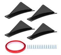 Alerón Trasero de Paragolpes, Kit de 4 Piezas, ABS, Negro Brillante, 15x3cm - Mejora Aerodinámica, Resistente y Universal para Mayor Rendimiento (Negro Brillante)