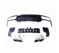 Alerón Trasero para Difusor Parachoques Trasero Alerón Y Silenciador Escape Tubo Punta para Mercedes para Benz Clase C W205 Coupe para AMG C63 Style Coche Spoiler(Silver Tip Pipe)