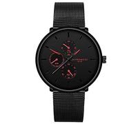Alert Watch - Reloj de negocios simple con correa de malla inoxidable para hombre, cuarzo salvaje, C, talla única