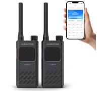 Alervites AT2 UHF Walkie Talkie con Enviar Texto e Imagen para Uso Fuera de la Red, App inalámbrica programación y Control, Doble PTT, 30CH, 2200mAh Batería, USB-C, Ideal para Senderismo, 2 Unidades