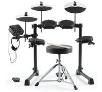 Alesis Debut Kit - Batería electrónica infantil con 4 parches de malla, 120 sonidos, 100 lecciones, taburete, baquetas, llave de batería y auriculares