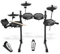 Alesis Turbo Mesh Kit - Batería Electrónica Musical de 7 Piezas de Malla, 100+ Sonidos, 30 Pistas de Acompañamiento, Bastidor de Acero de Gran Robustez, Cables, Baquetas y Llave de Batería