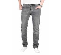 ALESSANDRO SALVARINI AS360 - Pantalones vaqueros de diseño para hombre, corte regular, gris, 36W x 34L