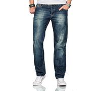 ALESSANDRO SALVARINI Pantalones vaqueros para hombre Comfort Fit de pierna recta, denim básicos, Azul medio., 46W / 34L
