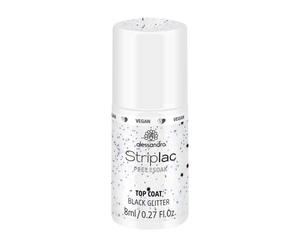 alessandro Striplac Peel or Soak - Top Coat Black Glitter - Esmalte de uñas LED negro - Para uñas perfectas en 15 minutos, 8 ml