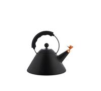 Alessi 9093 BB - Hervidor de Diseño, Apto para Inducción, en Acero Inoxidable Coloreado, Asa y Silbato de Pájaro en PA, 200 cl, Negro