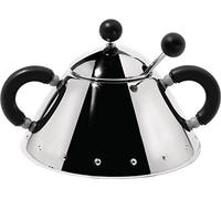 Alessi 9097 B - Azucarero con cuchara de acero inoxidable y asas de color negro