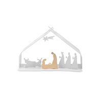 Alessi Bark Crib BM09 W Belén de Diseño con Detalles Dorados, Resina y Acero Inoxidable, Blanco