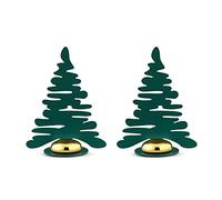 Alessi Barkplace Tree BM16S2 GR - Juego de Dos Tarjetas de Lugar en la Forma de Àrbol de Navidad, en Acero Coloreado con Resina Epoxi, Verde con Imán de Porcelana