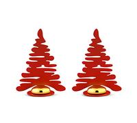 Alessi Barkplace Tree BM16S2 R - Juego de Dos Tarjetas de Lugar en la Forma de Àrbol de Navidad, en Acero Coloreado con Resina Epoxi, Rojo con Imán de Porcelana