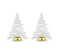 Alessi Barkplace Tree BM16S2 W - Juego de Dos Tarjetas de Lugar en la Forma de Àrbol de Navidad, en Color Acero con Resina Epoxi, Blanco con Imán de Porcelana
