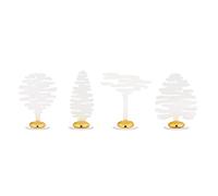 Alessi Barkplace Tree BM18S4 W - Juego de Cuatro Tarjetas de Lugar Compuestas por un Árbol en Acero Coloreado con Resina Epoxi y Decoración Magnética en Porcelana, Blanco