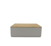 Alessi Panera de diseño Mattina BG03 WG – Acero con resina epoxi y bambú – Gris cálido
