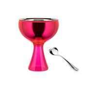 Alessi Big Love AMMI01S F - Set con Copa para Helado en Acero Inoxidable 18/10 y Resina Termoplástica y Cuchara para Helado en Acero Inoxidable 18/10 Brillante, Rosa