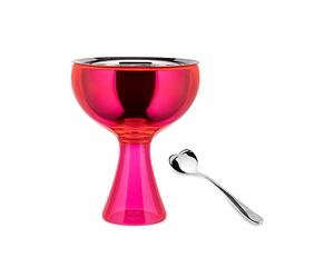 Alessi Big Love AMMI01S F - Set con Copa para Helado en Acero Inoxidable 18/10 y Resina Termoplástica y Cuchara para Helado en Acero Inoxidable 18/10 Brillante, Rosa
