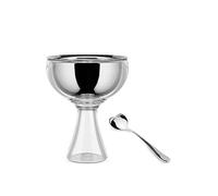 Alessi Big Love AMMI01S I - Set con Copa para Helado en Acero Inoxidable 18/10 y Resina Termoplástica y Cuchara para Helado en Acero Inoxidable 18/10 Brillante, Blanco Hielo