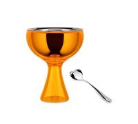 Alessi Big Love AMMI01S O - Set con Copa para Helado en Acero Inoxidable 18/10 y Resina Termoplástica y Cuchara para Helado en Acero Inoxidable 18/10 Brillante, Anaranjado