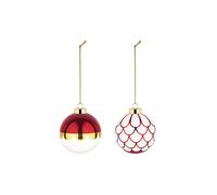 ALESSI Bola de árbol de Navidad 2 piezas 6cm Blanco/Rojo rojo
