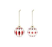 ALESSI Bola de árbol de Navidad, juego de 2, 6 cm, blanco/rojo rojo