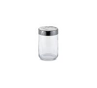 Alessi Bote hermético Veneer 1 l vidrio transparente, tapa de acero inoxidable con decoración en relieve